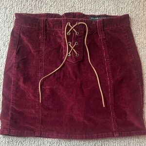 Celebrity Pink Red Mini Pencil Skirt with Tie Front